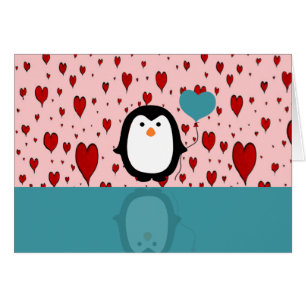 Pingouin adorable avec le ballon de coeur