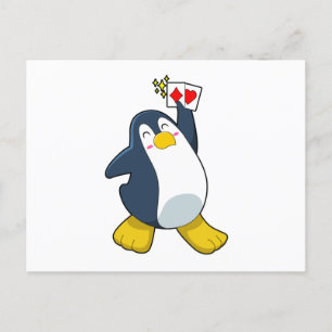 Pingouin au Poker avec cartes de Poker