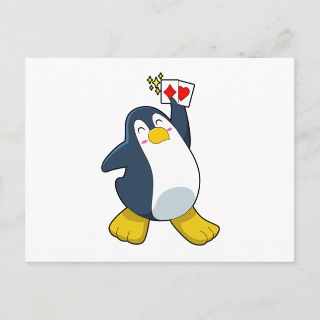 Pingouin au Poker avec cartes de Poker (Devant)