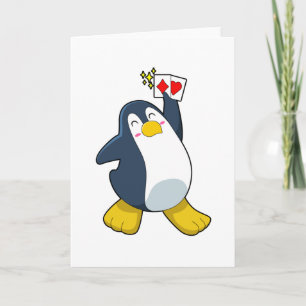 Pingouin au Poker avec cartes de Poker