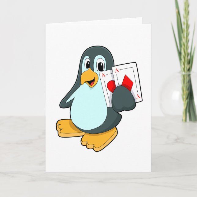 Pingouin avec cartes Poker (Devant)