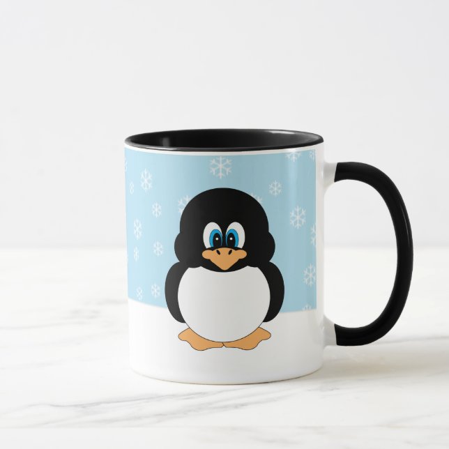 Pingouin avec la tasse de flocons de neige (Droite)
