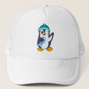 Pingouin avec poisson et Casquette
