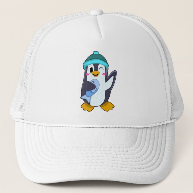Pingouin avec poisson et Casquette (Devant)