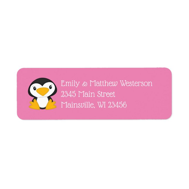 Pingouin Baby shower fille rose (Devant)