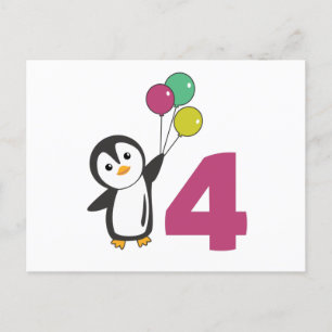 Pingouin Ballons d'anniversaire pour enfants Carte