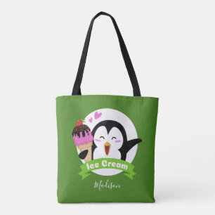 Pingouin crème glacée personnalisé nom et sacs cou