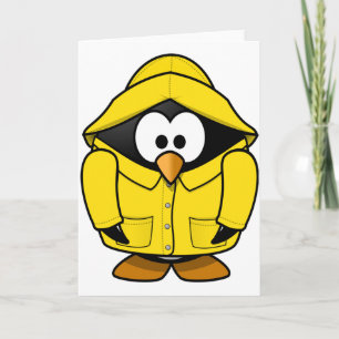 Pingouin dans des cartes de voeux d'imperméable