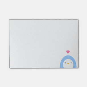 Pingouin dans des notes de post-it d'amour