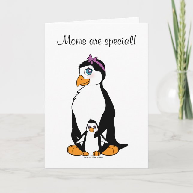 Pingouin de fête des mères et carte à poussette (Devant)