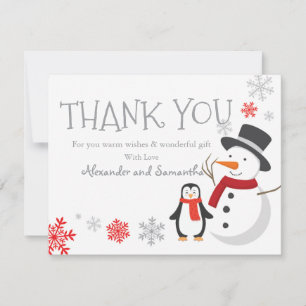Pingouin de neige Hiver Wonderland Carte de remerc