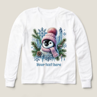 Pingouin de Noël festif personnalisable filles