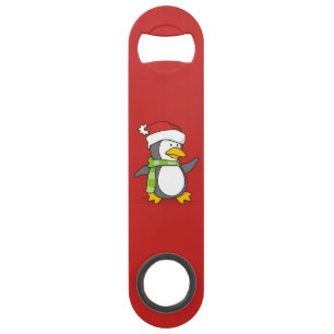 Pingouin de Noël marchant sur la neige