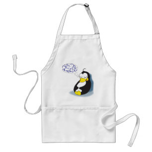 pingouin de sommeil rêvant du tablier de poissons