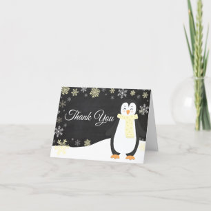 Pingouin d'hiver Flocon de neige Carte de remercie