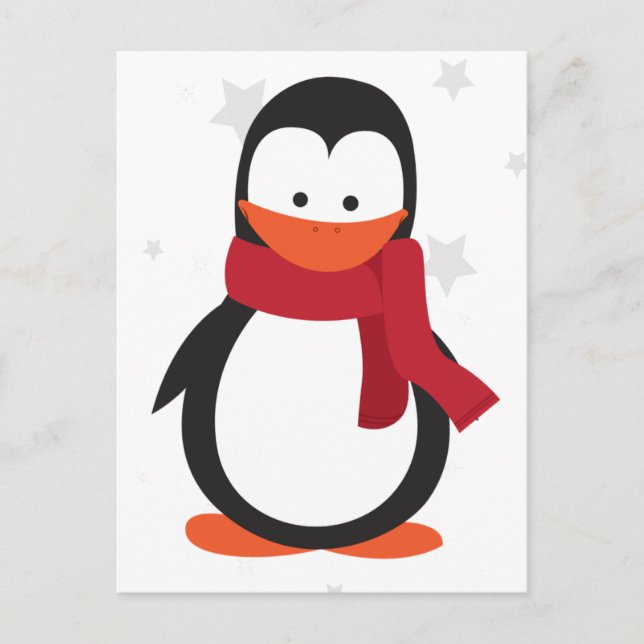 pingouin d'hiver mignon cartes de voeux de Noël (Devant)