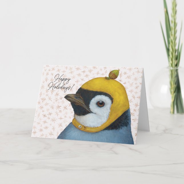 pingouin en casquette avec carte de vacances cor (Devant)
