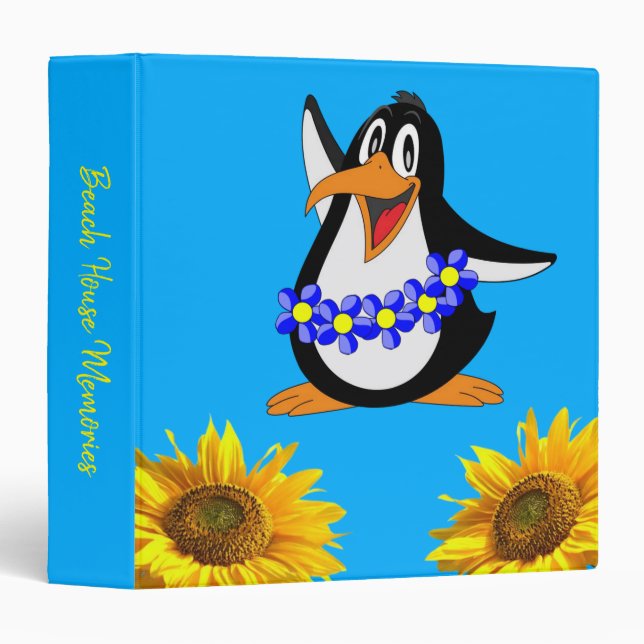 Pingouin floral de tournesol Avery Classeur (Devant/Côté)