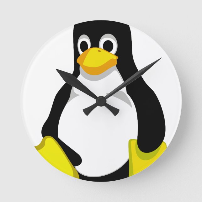 Pingouin Linux Tux Round Clock (Front)