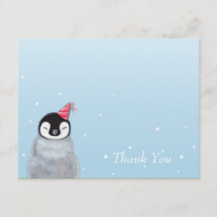 Pingouin mignon de bébé avec le Merci de casquette