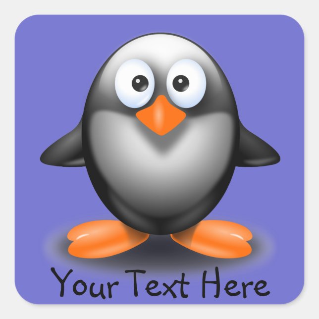 Pingouin mignon sur Sticker bleu (Devant)
