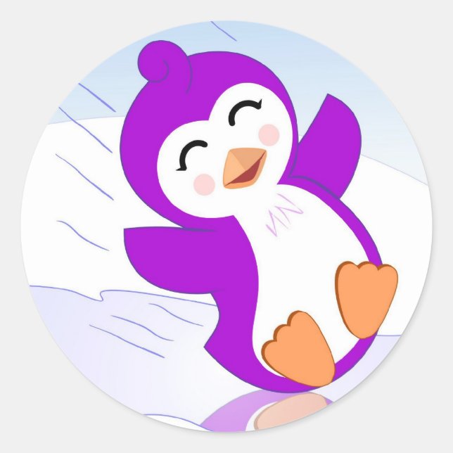 Pingouin pourpre sur les Stickers de glace (Devant)