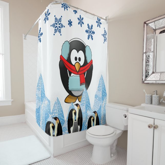 Pingouin rideau de douche (En situation)
