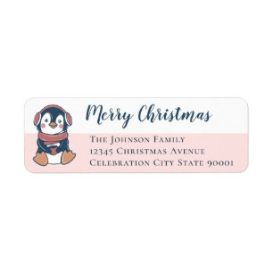 Pingouin rose pâle de la marine Joyeux Noël