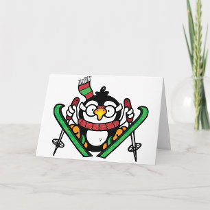 Pingouin Ski Saut Cartes de voeux