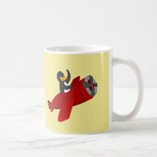 Pingouin volant dessin animé tasse de café