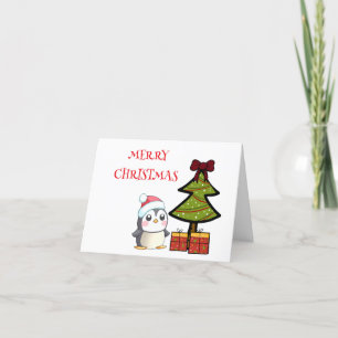 Pingouins de Noël Carte de vacances pliée