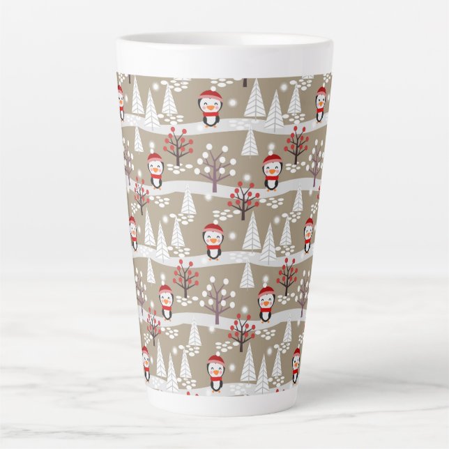 Pingouins de Noël Latte Mug (Devant)