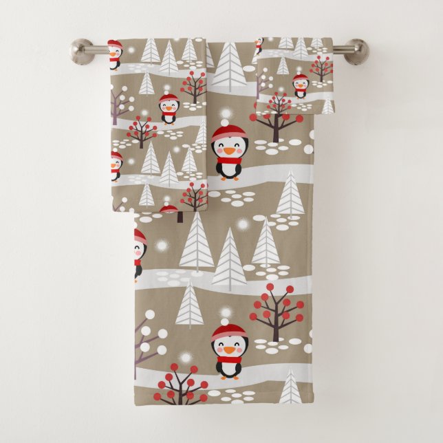 Pingouins et arbres de Noël (En situation)