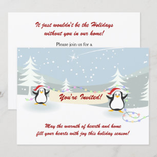 Pingouins Hiver Scène Fête Invitations