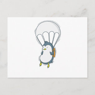 Pinguin beim Fallschirmspringen mit Fallschirm Postcard