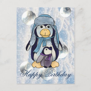 Pinguin mit Kind Postkarte Postcard