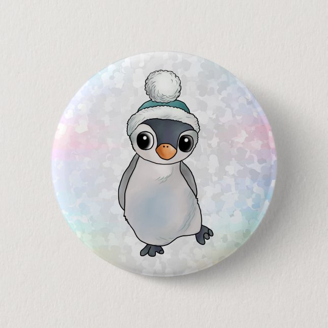 Pinguin mit Mütze 2 Inch Round Button (Front)