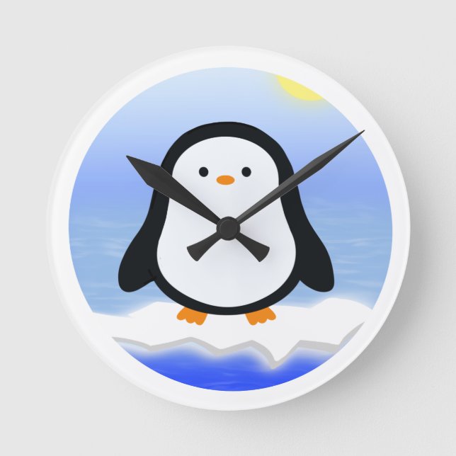 Pinguin Round Clock (Front)