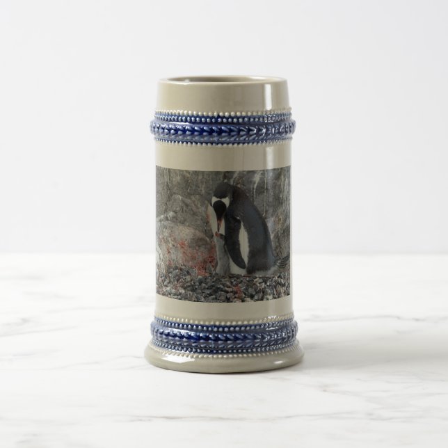 Pinguin with a chick beer stein (Center)