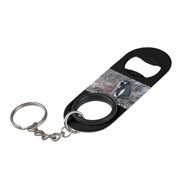 Pinguin with a chick keychain bottle opener (Front Angled)