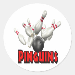 Pinguins Bowling Classic Round Sticker
