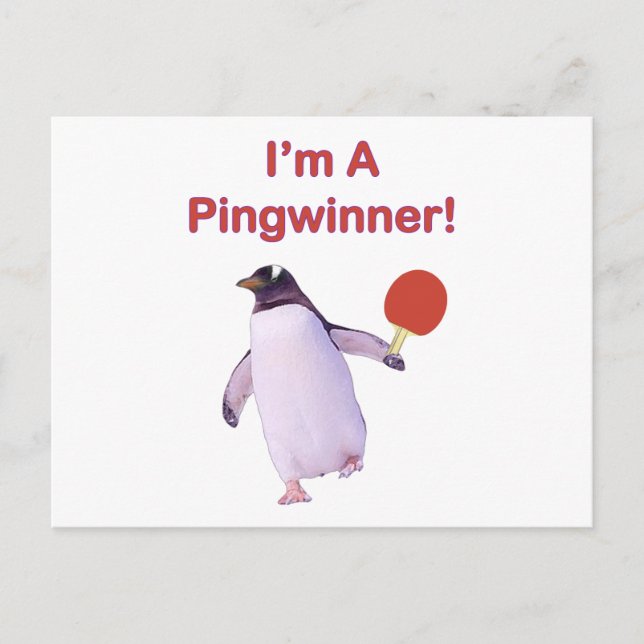 Pingwinner Penguin Ping Pong Postcard (Front)