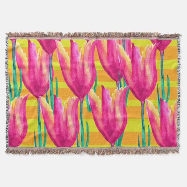 Pinik Tulips pattern  Blanket (Front)