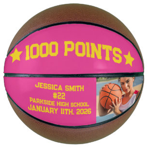 Pink 1000 Career Points Scorer Milestone Player Basketball