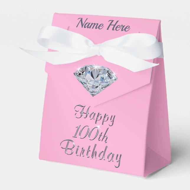 Pink, 100th Birthday Party Ideas, Favour Boxes, Favor Box (Front Side)