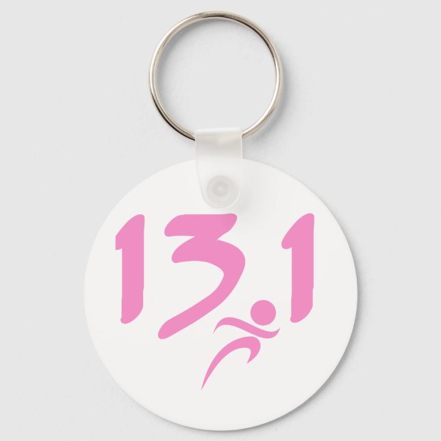 Pink 13.1 half-marathon keychain (Front)