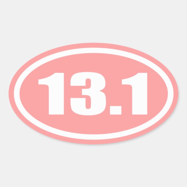 Pink 13.1 Half Marathon Oval Oval Sticker (Front)