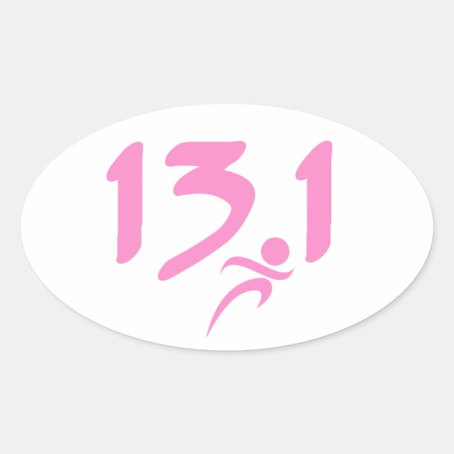Pink 13.1 half-marathon oval sticker (Front)