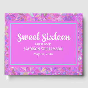 Pink 16 Birthday Personalized Guest Book Geometric