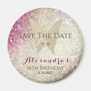 Pink 16th Birthday Save The Date Invitation Magnet